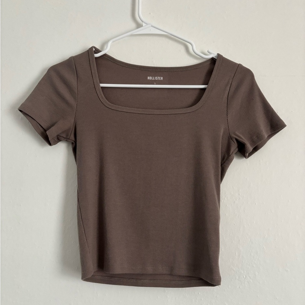 Hollister Brown Fitted Short Sleeve T-Shirt